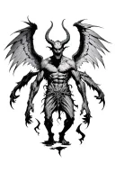  evil demon with wings spread wings with head tattoo design idea