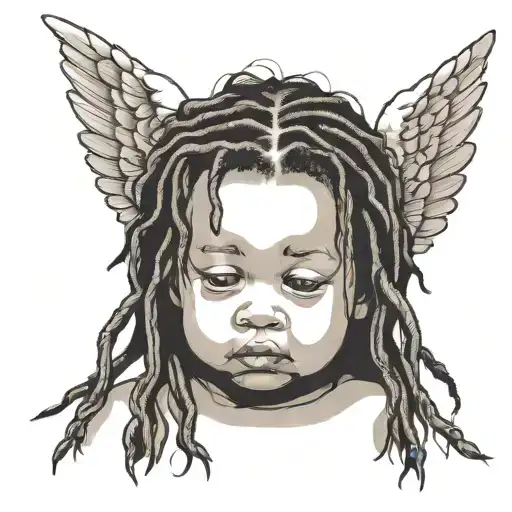 baby angel with dreads tattoo design idea