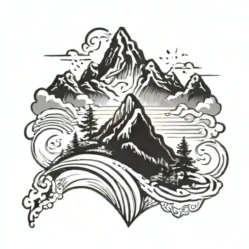 mountain outline. with quote, life goes on positive vibe tattoo design idea
