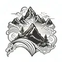 mountain outline. with quote, life goes on positive vibe tattoo design idea