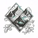 mountain outline. with quote, life goes on positive vibe tattoo design idea