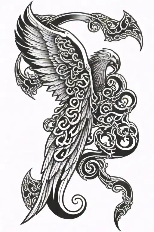 celtic angel wings tattoo design idea