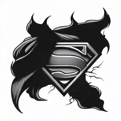 Superman logo intertwined with elements like trees tattoo design idea