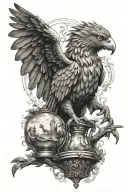 gryphon hour glass surrounded tattoo design idea