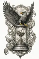 gryphon hour glass surrounded tattoo design idea
