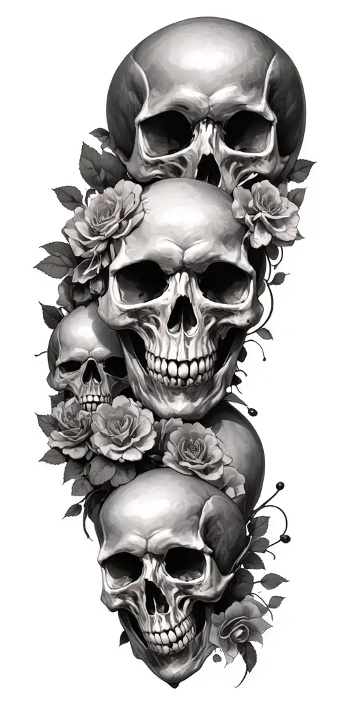 skulls soft shading incorporating elements forming tattoo design idea