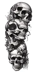 skulls soft shading incorporating elements forming tattoo design idea