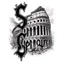 "Spqr " Coloseum and gladiator  tattoo design idea