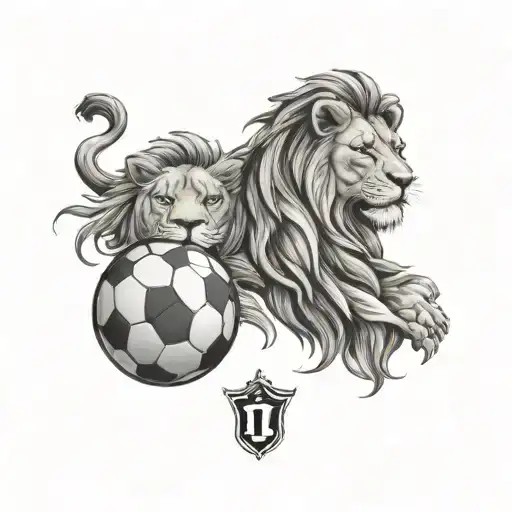 lion head and soccer and arya tattoo design idea