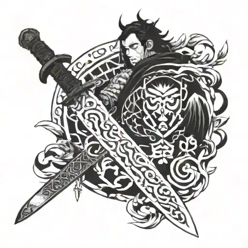 Demon Slayer: Kimetsu no Yaiba Sword with the phrase tattoo design idea