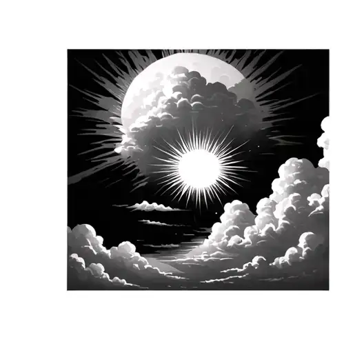 Sun Shining Through Clouds tattoo design idea