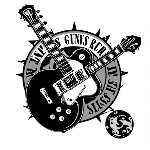 Guns N' Roses logo with Les Paul guitar surrounded tattoo design idea