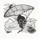 skull and paraglider tattoo design idea