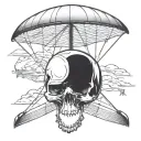 skull and paraglider tattoo design idea