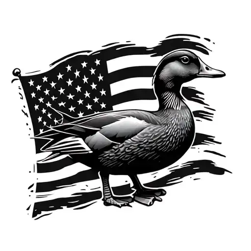 american flag with mallard duck inside tattoo design idea