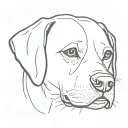 full beagle minimalistic line drawing holding a crushed plastic bottle in mouth  tattoo design idea