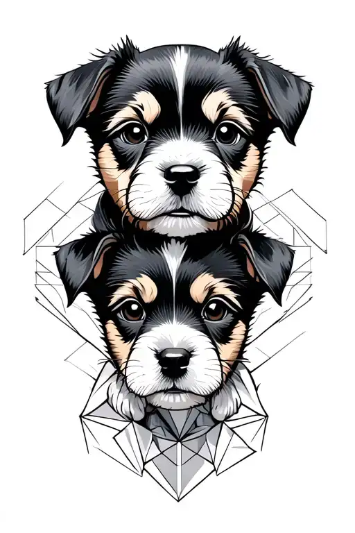 loyalty, family of male puppies tattoo design idea