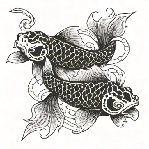 2 koi fish fine line tattoo tattoo design idea