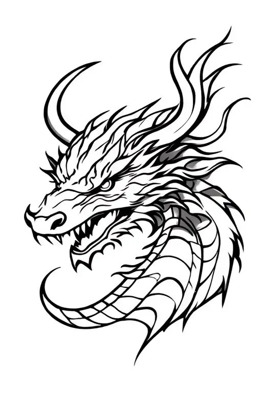 dragon and ox head tattoo design idea