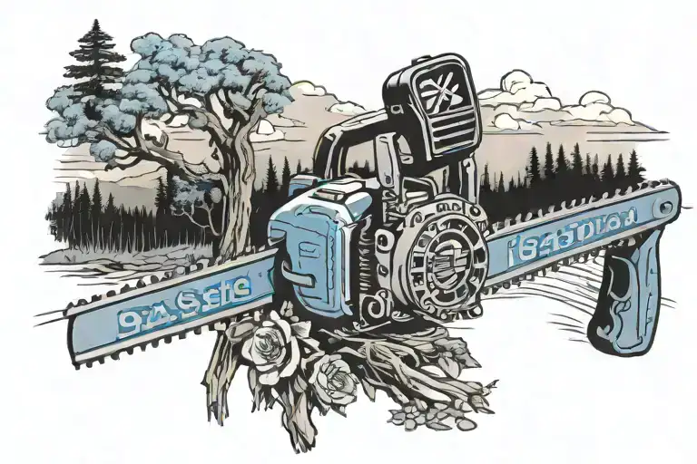 NC State Outline Blue Ridge Parkway chainsaw tattoo design idea