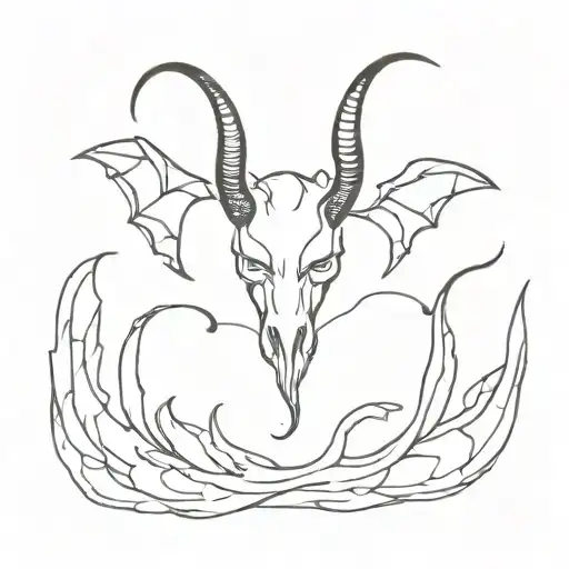 devil horns tail and wings tattoo design idea