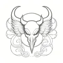 devil horns tail and wings tattoo design idea