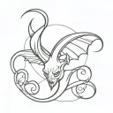 devil horns tail and wings tattoo design idea