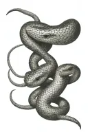 staff with a two headed snake the staff is gold the one head is black and the other head is white tattoo design idea