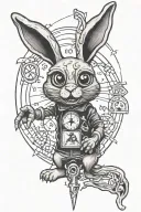 Frank the Rabbit Donnie Darko with fear and love spectrum and the 28 days timer tattoo design idea