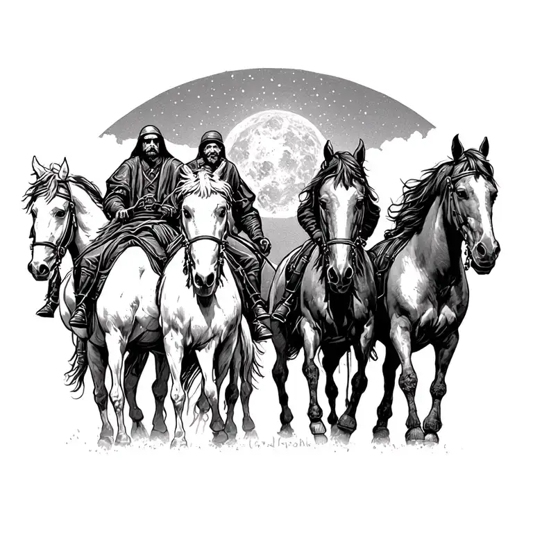 4 horsemen of the apocalypse riders tattoo design idea