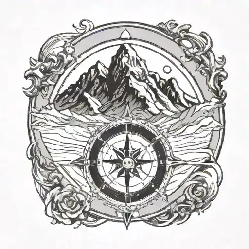 compass card with mount everest on North tattoo design idea