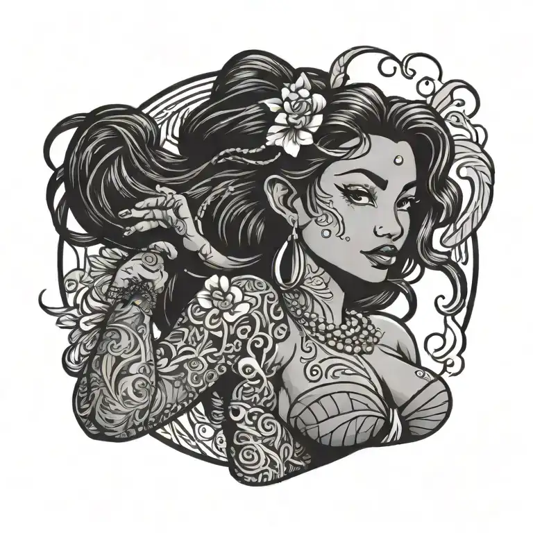 old school hula girl with tattoos tattoo design idea