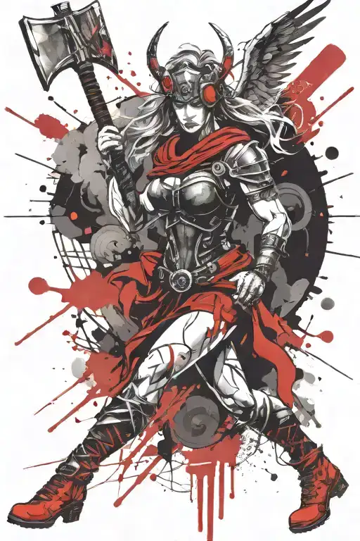 valkyrie with axe tattoo design idea