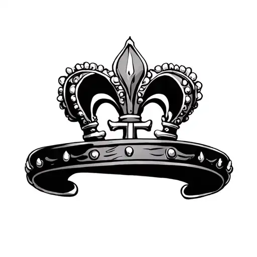 fleur-de-lis oliver crown and christian cross tattoo design idea