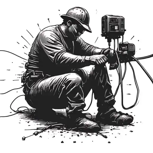 lineman fixing electrical wires tattoo design idea