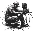 lineman fixing electrical wires tattoo design idea