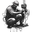 lineman fixing electrical wires tattoo design idea