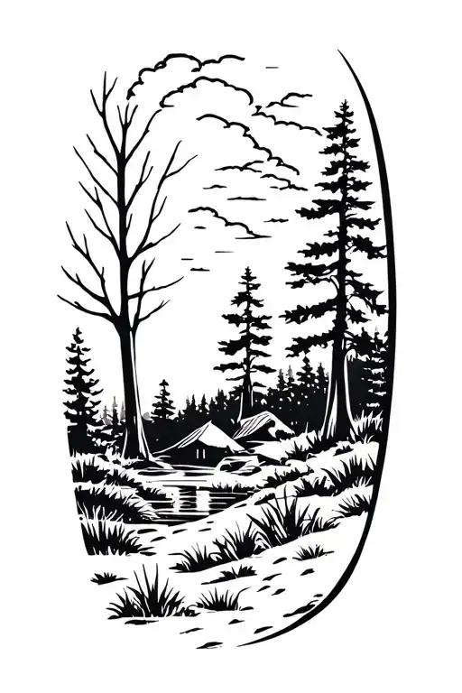 Outdoor Nature Scene tattoo design idea