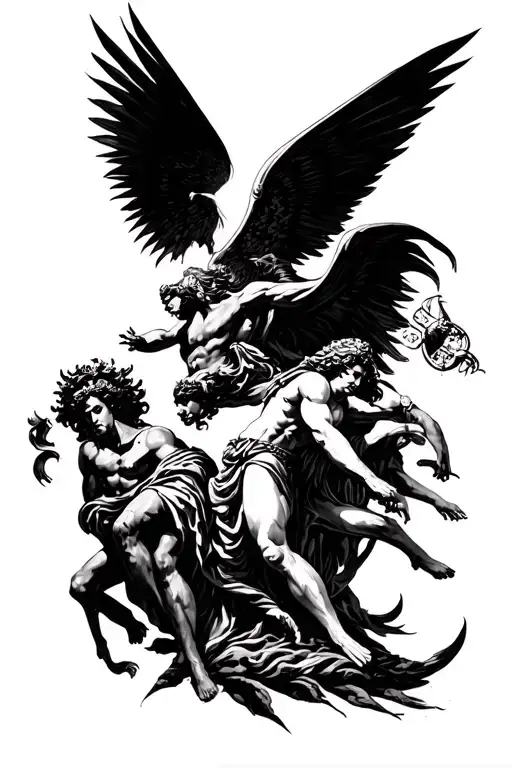 Space and the ancient Greek gods of Greece tattoo design idea