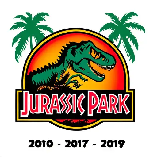 Jurassic Park Logo with the dates 2010, 2017, and 2019 tattoo design idea