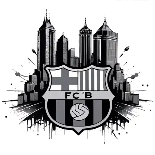 Fc Barcelona cityscape powered tattoo design idea