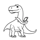 cartoon cute t-Rex and pterodactyl talking on phone tattoo design idea