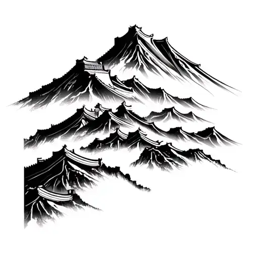 Great wall of china - Full mountain tattoo design idea