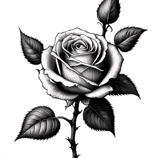 rose stem from index finger tattoo design idea