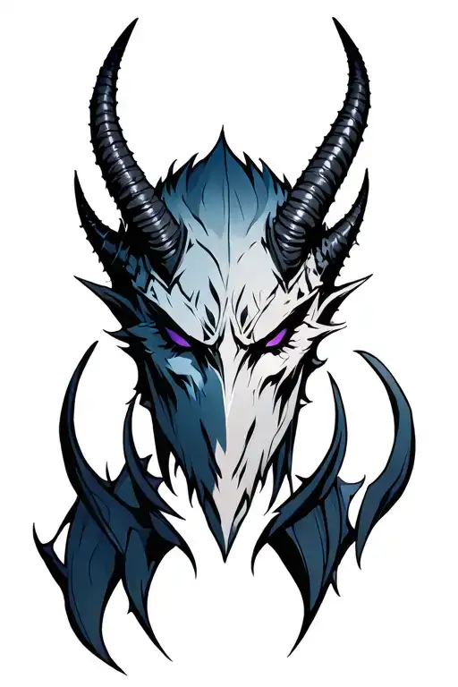 Rune devil horns bahamut head tattoo design idea