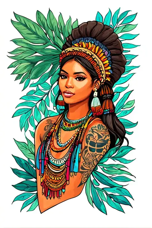new orleans african indian woman tattoo design idea
