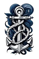 navy anchor intertwined tattoo design idea
