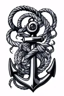 navy anchor intertwined tattoo design idea
