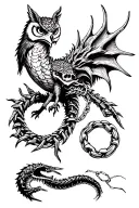 dragon,owl,fox,skull,shark,spider,chains tattoo design idea
