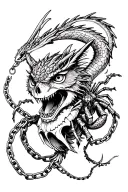 dragon,owl,fox,skull,shark,spider,chains tattoo design idea